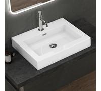 doporro Lavabo Suspendu Vasque à Poser Lave Mains Rectangulaire 60x48x10cm