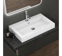 doporro Lavabo Suspendu Vasque à Poser Lave Mains Rectangulaire 73x48x10cm