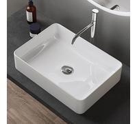 doporro Lavabo Vasque à Poser Blanc 50x35x11 cm Lave Mains Rectangulaire en Céramique Revêtement NANO Easy Clean Brüssel105