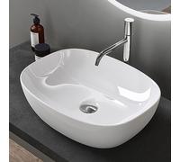 doporro Lavabo Vasque à Poser Blanc 51x39,5x14 cm Lave Mains Ovale en Céramique Revêtement NANO Easy Clean Brüssel104