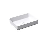 doporro Lavabo Vasque à Poser Blanc 55cm Lave Mains en Fonte Minérale Rectangulaire Arrondi 55x40x13 cm Colossum 812