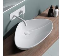 doporro Lavabo vasque à poser blanc 59cm lave main Bruxelles215 59x39x13cm