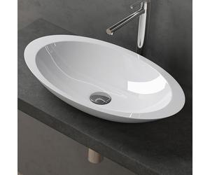 doporro Lavabo vasque à poser blanc 60cm lave main Colossum802 59,3x35,1x10,7cm