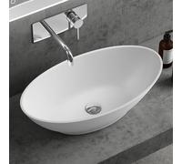 doporro Lavabo vasque à poser blanc mat 62cm lave main Colossum807 62,5x34,5x17,5cm