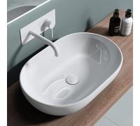 doporro Lavabo Vasque à Poser Lave-Mains Blanc en Céramique 60x42x14cm