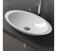 doporro Lavabo Vasque à Poser Lave Mains Blanc Solid Surface 59,3x35,1x10,7cm