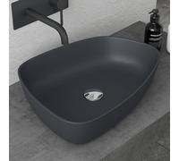 doporro Lavabo Vasque à Poser Lave Mains Gris Noir Mat 51,1x38,7x12cm