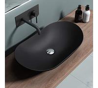doporro Lavabo Vasque à Poser Lave-Mains Noir en Céramique 63x36,5x14cm