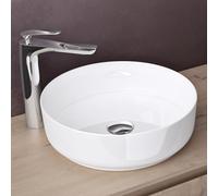 doporro Lavabo Vasque à Poser Lave-Mains Rond Blanc en Céramique 40x40x13cm