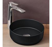 doporro Lavabo Vasque à Poser Lave-Mains Rond Noir Mat 31x31x11cm