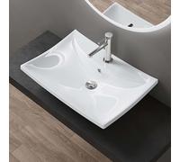 doporro Lavabo Vasque à Poser ou Monter au Mur 60,5x44x18cm Lave Mains Évier Suspendu Design Bruxelles709