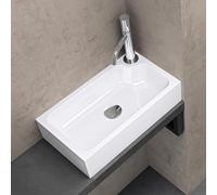 doporro Lavabo Vasque à Poser Petit Lave Mains Rectangulaire 46x26x11cm | Blanc en Solid Surface, pour WC d'Invités, Colossum101