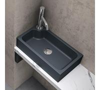 doporro Lavabo Vasque à Poser Petit Lave Mains Rectangulaire 46x26x11cm | Gris Noir Mat en Solid Surface, pour WC d'Invités, Colossum101