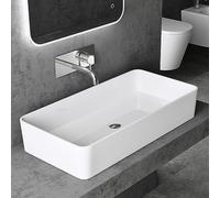 doporro Lavabo Vasque à Poser Rectangulaire Blanc 80x40x15cm Solid Surface