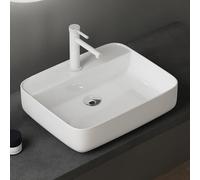 doporro Lavabo Vasque à Poser Rectangulaire Blanc en Céramique 50x40x13,5cm