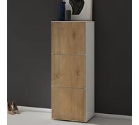 doporro Meuble à Chaussures Blanc Mat et Chêne Clair 45x120cm Rangement Armoire à Chaussures 6 Compartiments Range-Chaussures 02