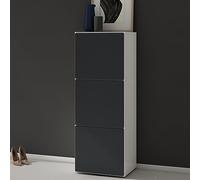 doporro Meuble à Chaussures Blanc Mat et Gris Noir Mat 45x120cm Rangement Armoire à Chaussures 6 Compartiments Range-Chaussures 02