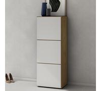 doporro Meuble à Chaussures Chêne Clair et Blanc Mat 45x120cm Rangement Armoire à Chaussures 6 Compartiments Range-Chaussures 02