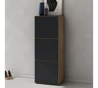 doporro Meuble à Chaussures Chêne Clair et Gris Noir Mat 45x120cm Rangement Armoire à Chaussures 6 Compartiments Range-Chaussures 02