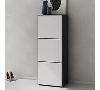 doporro Meuble à Chaussures Gris Noir Mat et Blanc Mat 45x120cm Rangement Armoire à Chaussures 6 Compartiments Range-Chaussures 02