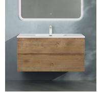 doporro Meuble de Salle de Bain Suspendu 80x48x50cm Ensemble de 2 Pièces Meuble avec Lavabo Solid Surface Design Aqualis