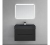 doporro Meuble de Salle de Bain Suspendu 80x48x56cm Ensemble de 3 Pièces