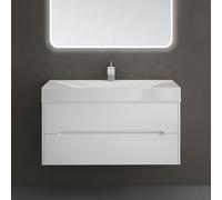 doporro Meuble de Salle de Bain Suspendus Blanc 100x48x56cm Ensemble de 2 Pièces Meuble avec Lavabo Design Yoga-Lackier