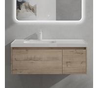 doporro Meuble de Salle de Bains Chêne blanc clair Ensemble de 2 Pièces Meuble Suspendu avec Lavabo 100cm avec Soft-close Design Salerno