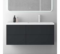 doporro Meuble sous Vasque Gris Noir Mat et Lavabo de Salle de Bain 120x46x54cm Ensemble de 2 Pièces Meuble avec Lavabo