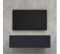 doporro Meuble TV Bas 100cm Armoire TV Blanc Mat + Gris Noir Mat Table de Télévision Salon avec Porte Meuble TV Suspendu MBTV02