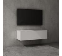 doporro Meuble TV Bas 100x40,2x30cm Armoire TV Blanc Mat Table de Télévision Salon avec Porte Meuble TV Suspendu MBTV02