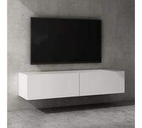 doporro Meuble TV Bas 140x40,2x30cm Armoire TV Blanc Mat Table de Télévision Salon avec Portes Meuble TV Suspendu MBTV02
