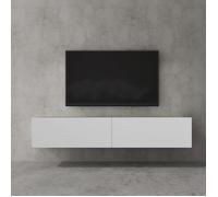 doporro Meuble TV Bas 160 cm Armoire TV Marron Clair + Blanc Mat Table de Télévision Salon avec 2 Portes Meuble TV Suspendu MBTV02