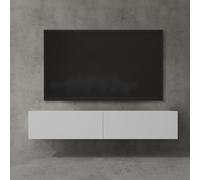 doporro Meuble TV Bas 160x40,2x30cm Armoire TV Blanc Mat Table de Télévision Salon avec Portes Meuble TV Suspendu MBTV02