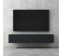 doporro Meuble TV Bas 160x40,2x30cm Armoire TV Gris Noir Mat Table de Télévision Salon avec Portes Meuble TV Suspendu MBTV02