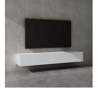 doporro Meuble TV Bas 200 cm Armoire TV Blanc Mat Table de Télévision Salon avec Portes Meuble TV Suspendu MBTV02
