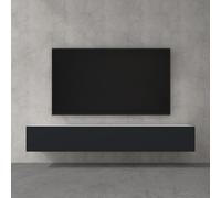 doporro Meuble TV Bas 200x40,2x30cm Armoire TV Blanc Mat + Gris Noir Mat Table de Télévision Salon avec Portes Meuble TV Suspendu MBTV02