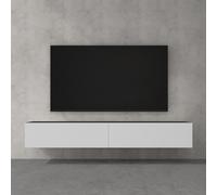 doporro Meuble TV Bas 200x40,2x30cm Armoire TV Gris Noir Mat + Blanc Mat Table de Télévision Salon avec Portes Meuble TV Suspendu MBTV02