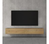 doporro Meuble TV Bas 200x40,2x30cm Armoire TV Gris Noir Mat + Marron Clair Table de Télévision Salon avec Portes Meuble TV Suspendu MBTV02