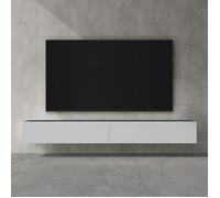 doporro Meuble TV Bas 240cm Armoire TV Gris Noir Mat + Blanc Mat Table de Télévision Salon avec Portes Meuble TV Suspendu MBTV02