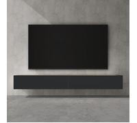 doporro Meuble TV Bas 240cm Armoire TV Marron Clair + Gris Noir Mat Table de Télévision Salon avec Portes Meuble TV Suspendu MBTV02