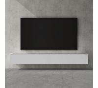 doporro Meuble TV Bas 240x40,2x30cm Armoire TV Gris Noir Mat + Blanc Mat Table de Télévision Salon avec Portes Meuble TV Suspendu MBTV02