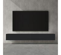 doporro Meuble TV Bas 240x40,2x30cm Armoire TV Gris Noir Mat Table de Télévision Salon avec Portes Meuble TV Suspendu MBTV02