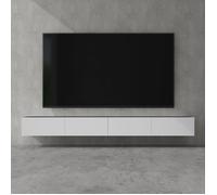 doporro Meuble TV Bas 280cm Armoire TV Gris Noir Mat + Blanc Mat Table de Télévision Salon avec Portes Meuble TV Suspendu MBTV02