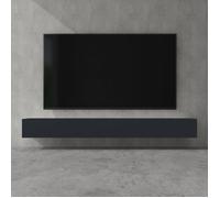 doporro Meuble TV Bas 280cm Armoire TV Gris Noir Mat Table de Télévision Salon avec Portes Meuble TV Suspendu MBTV02