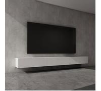 doporro Meuble TV Bas 300x40,2x30cm Armoire TV Blanc Mat Table de Télévision Salon avec Portes Meuble TV Suspendu MBTV02