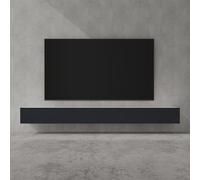 doporro Meuble TV Bas 300x40,2x30cm Armoire TV Blanc Mat + Gris Noir Mat Table de Télévision Salon avec Portes Meuble TV Suspendu MBTV02