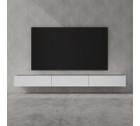 doporro Meuble TV Bas 300x40,2x30cm Armoire TV Gris Noir Mat + Blanc Mat Table de Télévision Salon avec Portes Meuble TV Suspendu MBTV02