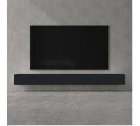 doporro Meuble TV Bas 320cm Armoire TV Gris Noir Mat Table de Télévision Salon avec Portes Meuble TV Suspendu MBTV02