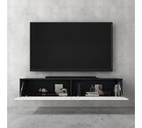 doporro Meuble TV Bas 320x40,2x30cm Armoire TV avec Portes | Table de Télévision Salon, Meuble TV Suspendu, Gris Noir Mat + Blanc Mat, Panneaux en Bois, Fernsehschrank02